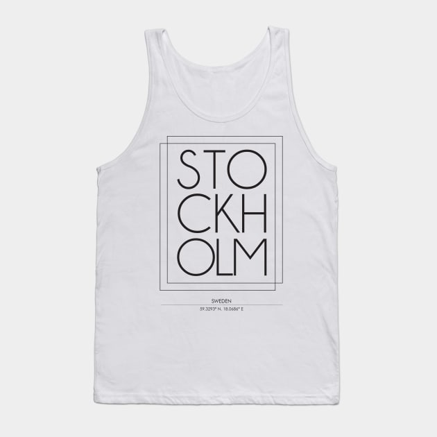 Stockholm city minimal typography 2 Tank Top by StudioGrafiikka